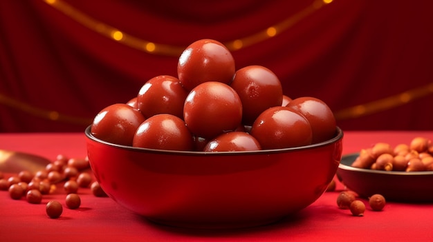 Brown gulaab jamun em uma tigela em um fundo vermelho diwali imagens de estoque fotos de estoque realistas