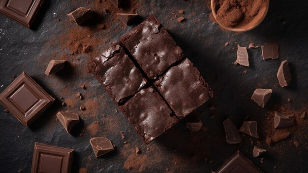 Foto un brownie de chocolate con caramelo hecho en casa.