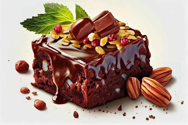 Brownie de chocolate con nueces realista Generativo Ai