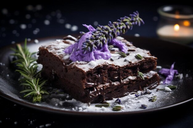 Foto brownie com infusão de lavanda