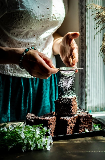 Brownie de biscoito de chocolate caseiro