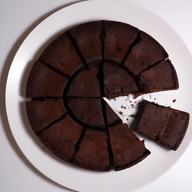 Foto brownie de bolo de chocolate em um fundo branco