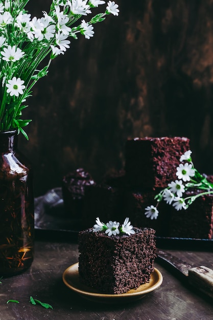 Foto brownie de galleta de chocolate casero