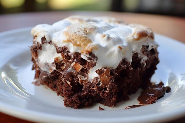 Foto el brownie con la pelusa de malvavisco