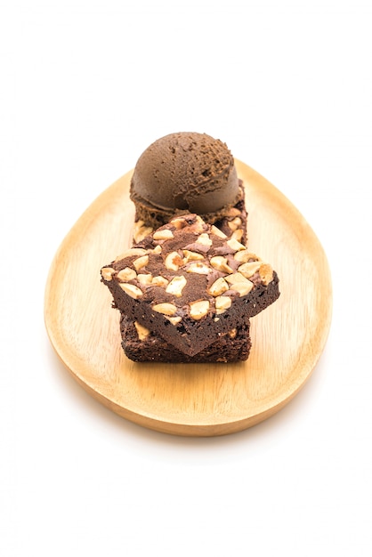 Brownies de chocolate con helado de chocolate