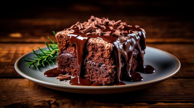 Foto brownies de chocolate con helado ia generativa