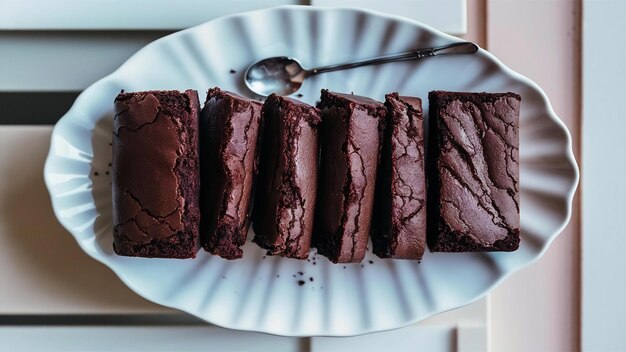 Brownies de chocolate en un plato blanco