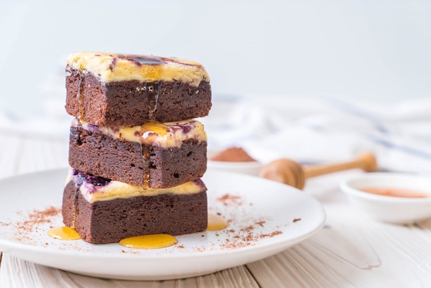 brownies de queijo de mirtilo