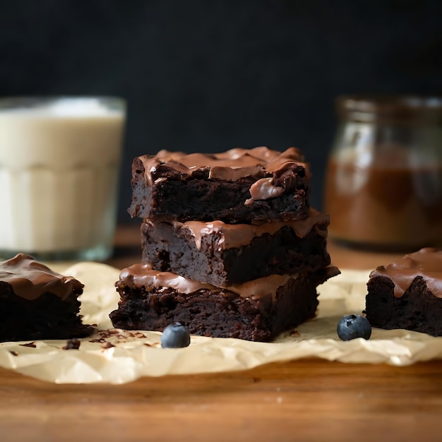 Foto brownies fudgy na mesa da cozinha fotografia de comida