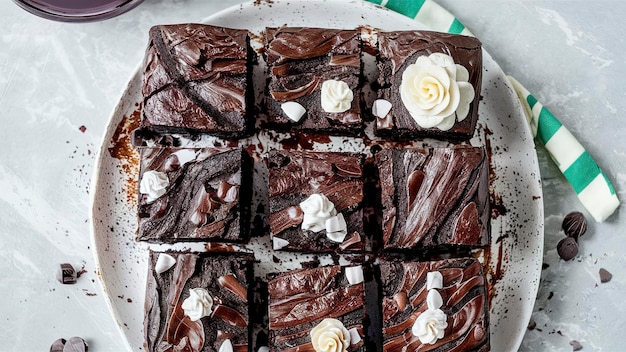 Foto brownies de pastel de chocolate