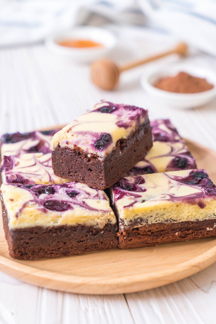 Foto brownies de queso de arándano