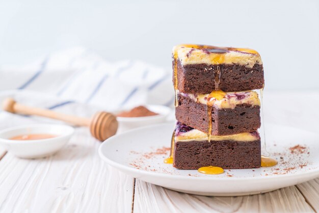 brownies de queso de arándano