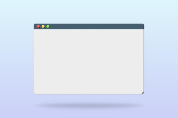 Foto browserfenster-darstellung in 3d. cartoon-browser in 3d-rendering.