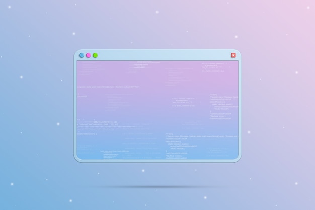 Foto browserfenster mit elementen des programmcodes auf dem bildschirm 3d