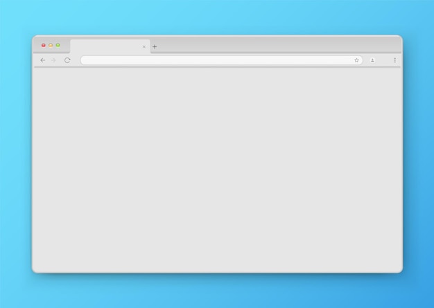 Foto browserfenster realistisches graues leeres browserfenster mit werkzeugleiste, suchleiste und schatten auf blauem hintergrund