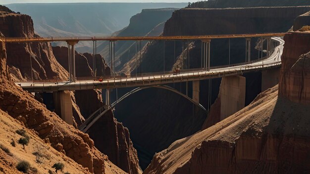 Brücke im Bau in einer Schlucht