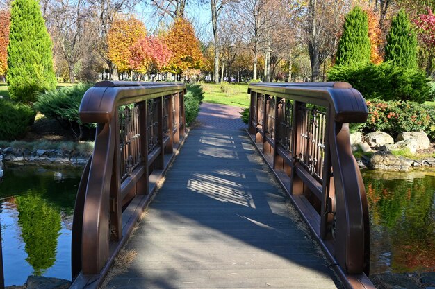 Brücke über den Teich im Park