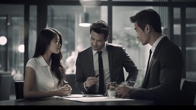 Brücken bauen Eine dynamische Diskussion im wunderschönen asiatischen Marketingbüro