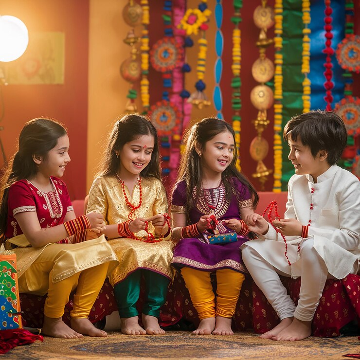 Brüder und Schwestern auf dem Fest in Indien