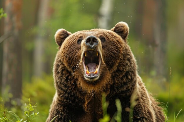 Foto brüllender bär im wald