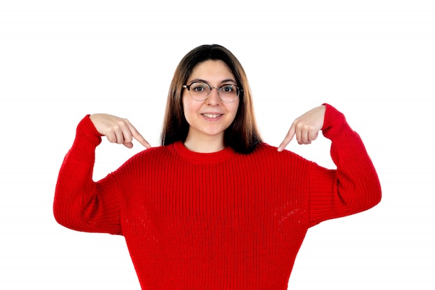 Brünettes Mädchen mit Brille