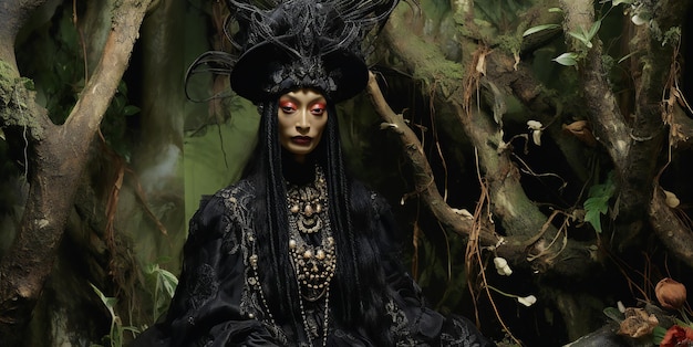 La bruja en el bosque tema de Halloween