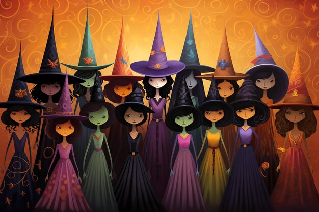 Brujas caprichosas Una reunión mágica colorida