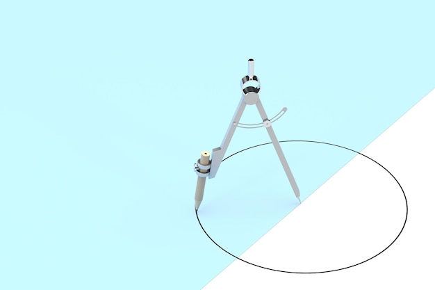 Brújulas con herramientas de fondo blanco para dibujar renderizado 3d