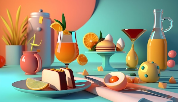 Brunch varios colores renderizado en 3D