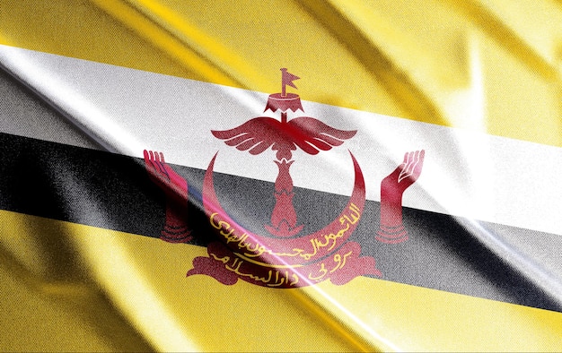 Brunei 3D-Flagge, schöne Landesflagge der Welt, Hintergrund, Banner, Postr, abstrakt. - Bild