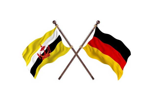 Brunei contra Alemanha fundo de bandeiras de dois países