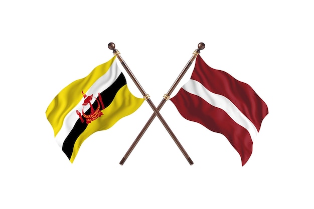 Brunei contra fundo de bandeiras de dois países da Letônia