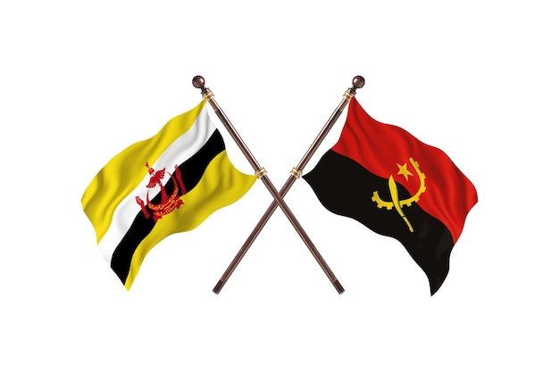Brunei contra fundo de bandeiras de dois países de Angola