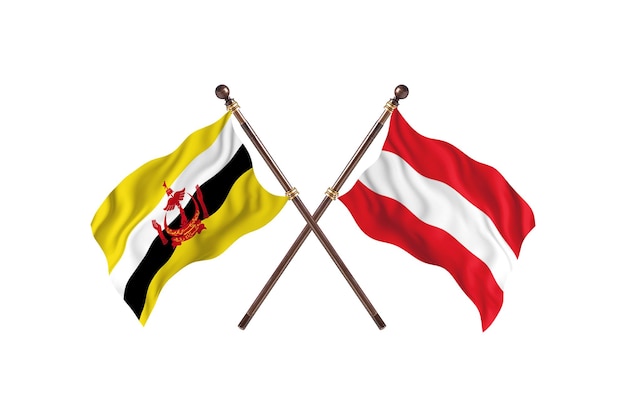 Brunei contra o fundo das bandeiras de dois países de Áustria