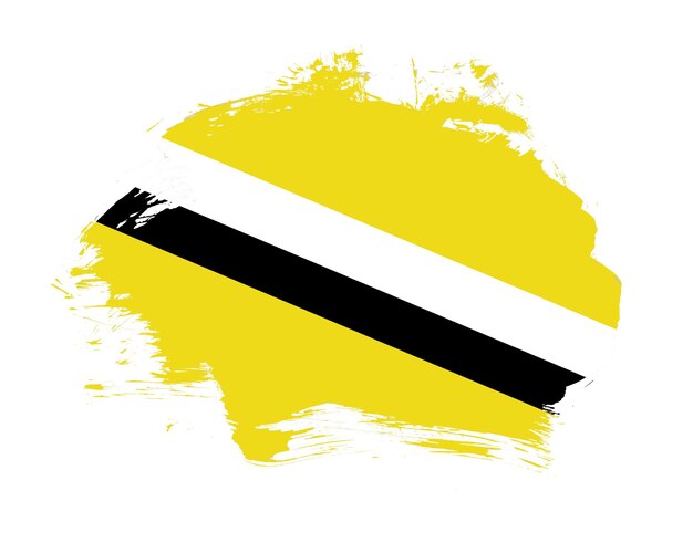 Brunei-Flagge gemalt auf minimalem Pinselstrichhintergrund