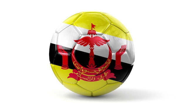 Brunei Nationalflagge auf Fußball 3D-Darstellung