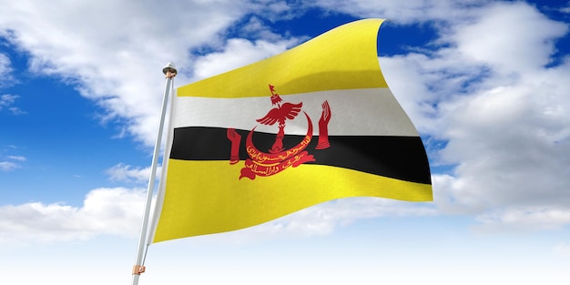 Brunéi ondeando la bandera ilustración 3D