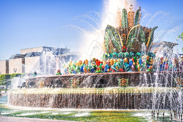 Foto brunnen steinblume und wasserstrahlen vdnkh moskau