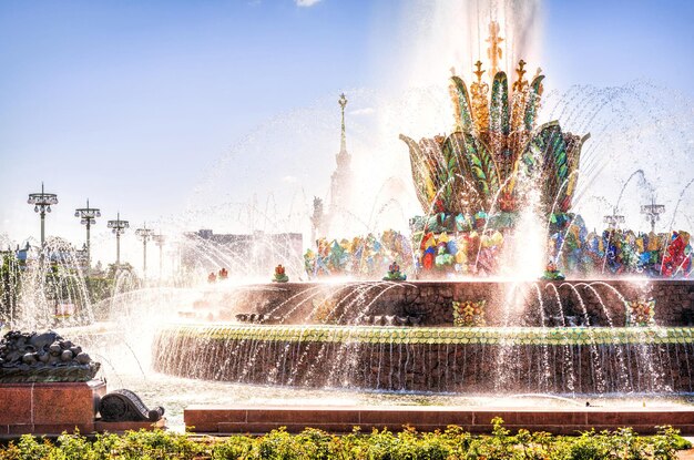 Foto brunnen steinblume und wasserstrahlen vdnkh moskau