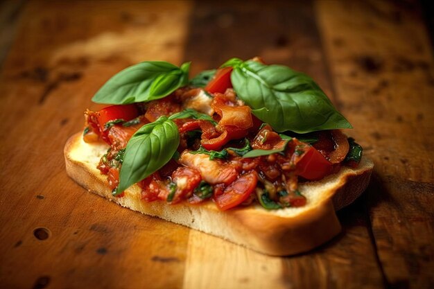 Bruschetta de manjericão e tomate meio seco