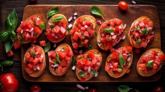 Bruschetta italiana hecha en casa para el aperitivo