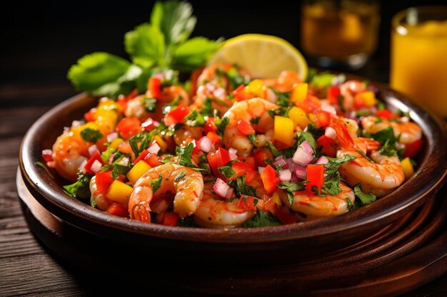 Bruschetta de mariscos con salsa de tomate