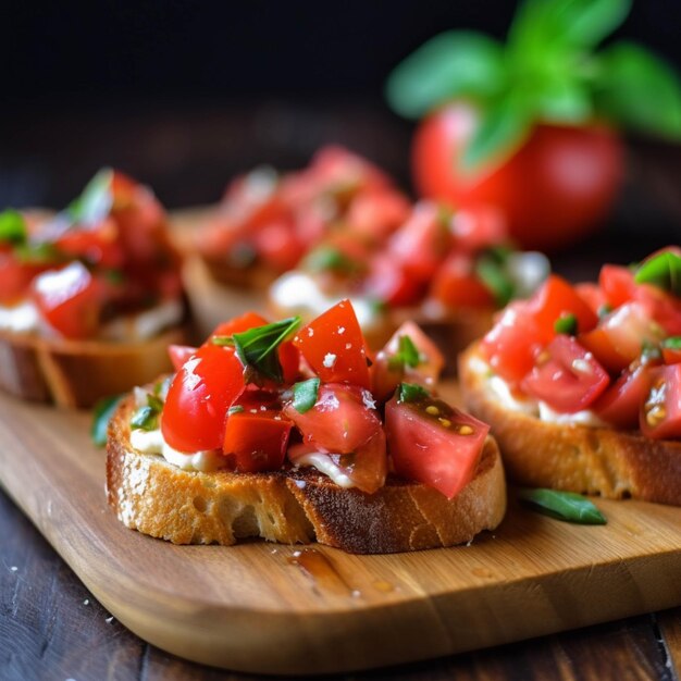 Bruschetta mit Tomaten-Mozzarella-Käse und Basilikum