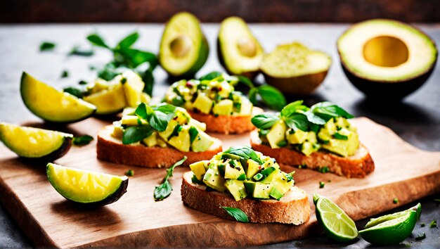 Bruschetta con un twist de aguacate y lima picante