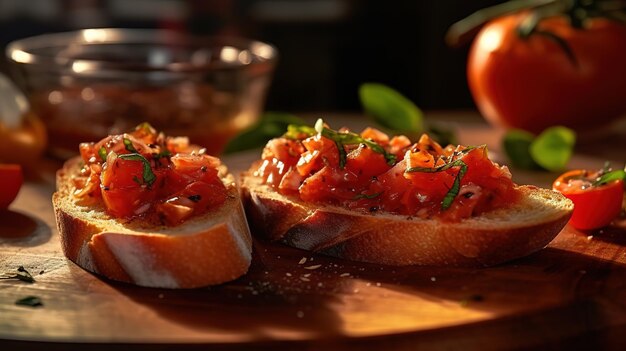 Foto bruschetta vegana saborosa