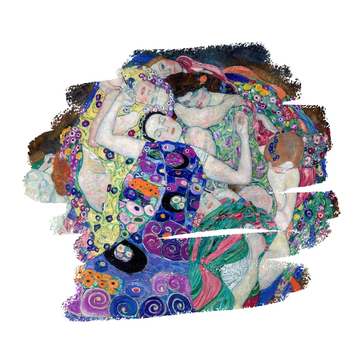 Foto brushstroke png gustav klimts o adesivo de arte virgin fundo transparente remixado por rawpixel