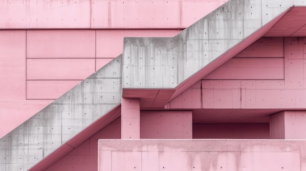 Brutalismo generativo de IA estilo edificio de hormigón colores rosados y grises en el estilo del neoconcretismo