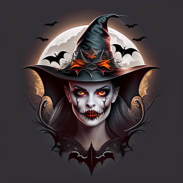 Bruxas assustadoras de Halloween fecham o fundo do rosto gerado por IA