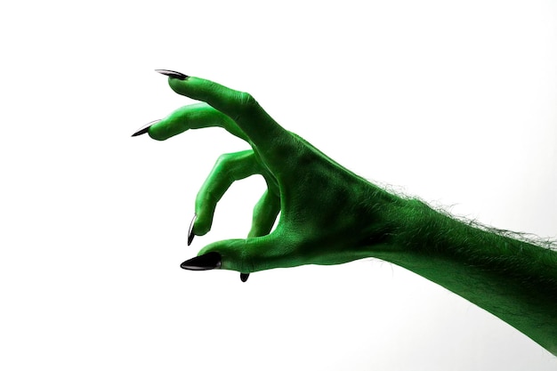 Foto bruxas verdes de halloween ou mão de monstro zumbi