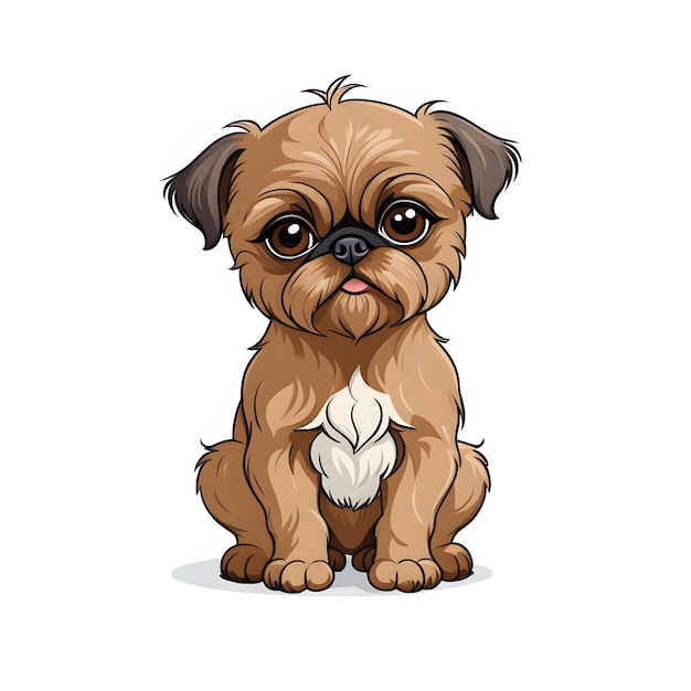 bruxelas griffon miniatura cachorrinho pequeno em estilo cartoon em fundo branco